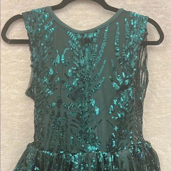 Emerald Green Sleeveless Crew Neck A-line Dress - Picture 7 of 16